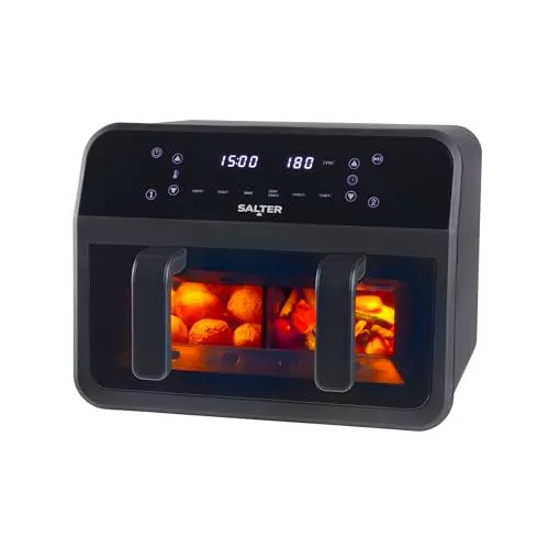 Salter Dual View Air Fryer - 7 L Non-Stick Cooking Tray With Removable Divider