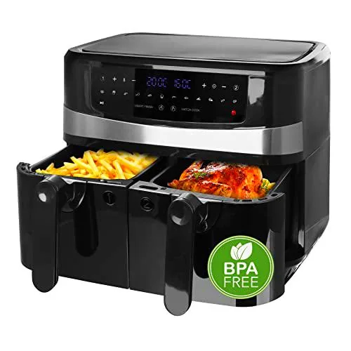 Emerio Freidora de aire caliente digital doble AirFryer Fryer Freír con aire caliente sin aceite adicional
