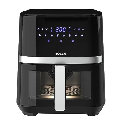 Jocca - Freidora de Aire Caliente 3,8L | Freidora Sin Aceite | Cocina Sana | 1450W de Potencia | Protección sobrecalentamiento | Mango con tacto frío (Negro 5L)