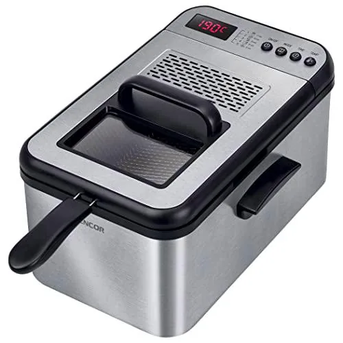 Freidora con control digital, 2200 W, color negro y acero inoxidable