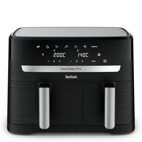 Tefal Dual Easy Fry EY9018 - Freidora de aire caliente de doble cámara (5,2/3,1 L