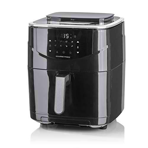 GOURMETmaxx Freidora y vaporizador de aire caliente en un solo aparato de 6 litros | Con función de temporizador de 60 minutos y desconexión automática | Con pantalla táctil y 8 programas [negro]