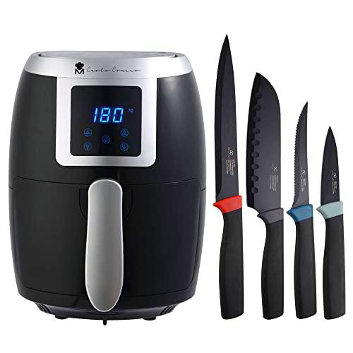 Freidora de aire 1000w Masterpro y Juego de 4 cuchillos de cocina Infinity Chefs Essence: 1 Santoku