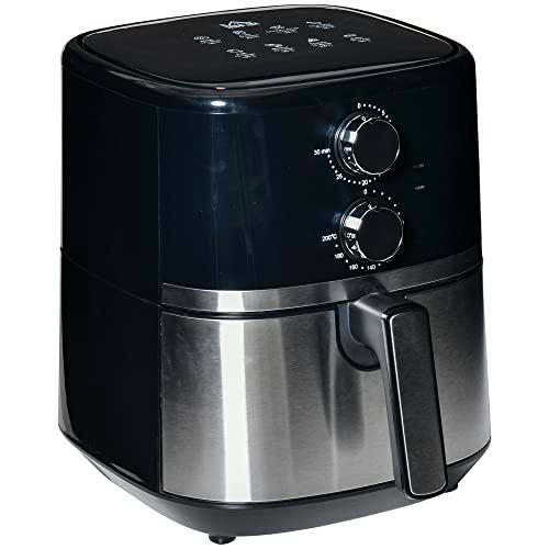 HOMCOM Freidora sin Aceite 4,5L Freidora de Aire Caliente 1500W con 8 Programas Temporizador Temperatura Ajustable Apagado Automático y Cesta Antiadherente 35,5x28x33,8 cm Negro