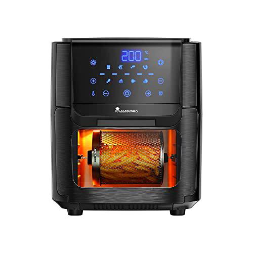 MasterPro Foodies | Freidora Sin Aceite y Horno Eléctrico | AirFryer con Capacidad de 12L y 1800W de Potencia | Con Pantalla LED Táctil | Freidora de Aire | 8 Funciones Diferentes en 1