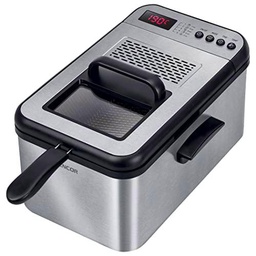 Freidora con control digital, 2200 W, color negro y acero inoxidable
