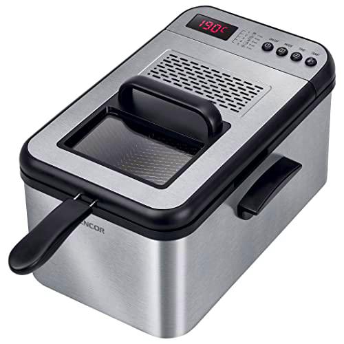 Freidora con control digital, 2200 W, color negro y acero inoxidable