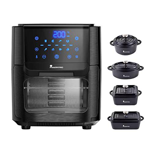 MasterPro Pack | Freidora Sin Aceite + Cacerolas de Cocina| Freidora de Aire Foodies de 12L y 1800W y 4 Cacerolas Cook&amp;Share | Con Pantalla LED Táctil | Fabricadas en Gres Muy Resistente
