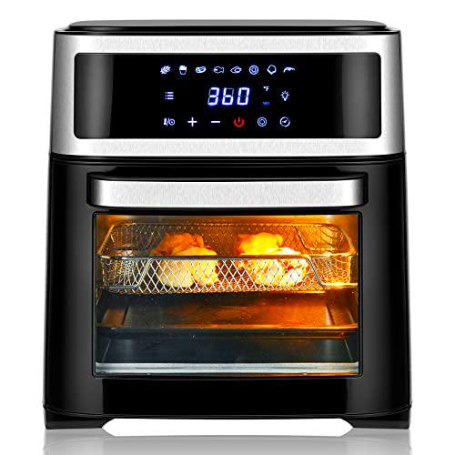COSTWAY Horno de Aire 13 L, Freidora de Sire 8 en 1 con Pantalla Táctil y 8 Menús Preajustados
