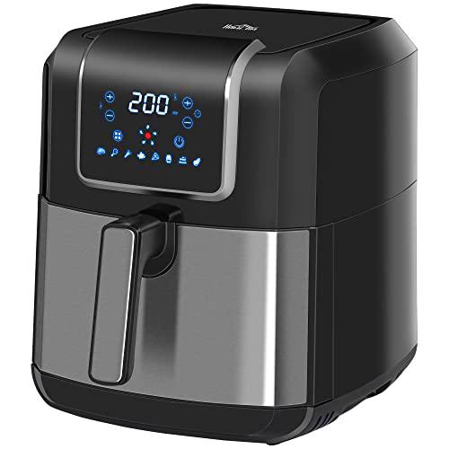 HOMCOM Freidora sin Aceite 6,5L 1700W Freidora de Aire Caliente con 8 Programas Pantalla LED Táctil Temperatura Ajustable Temporizador y Cesta Antiadherente 36,5x29x33,8 cm Negro