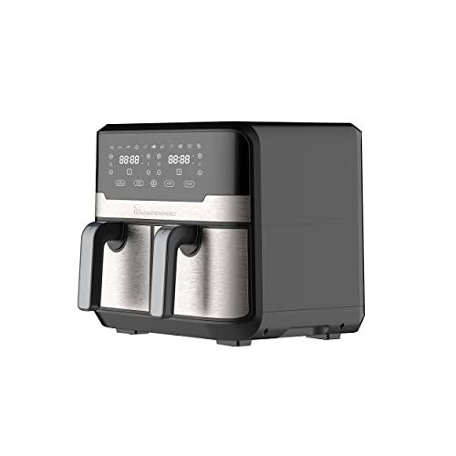 MasterPRO Rocket Dual 900 | Freidora Sin Aceite Doble | Color Negro | Capacidad de 9 L y 2100 W | Pantalla LED Táctil y Cesta Antiadherente | Freidora de Aire | 11 Funciones Diferentes en 1