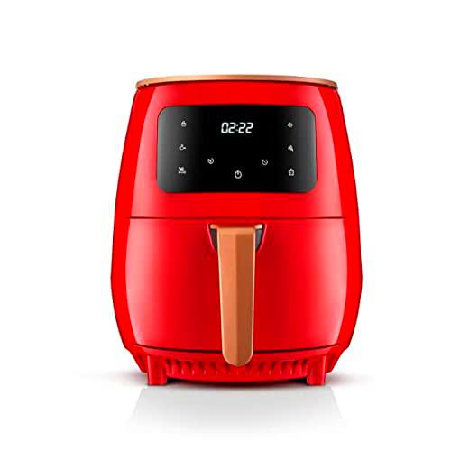 Freidora de Aire AIR FRYER CRUNCH | 4,5 L de Capacidad | Recetas sin aceite |Pantalla táctil | Programable hasta 6 horas | Roja | Feel Lagom