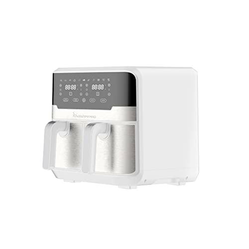 MasterPRO Rocket Dual 900 | Freidora Sin Aceite Doble | Color Blanco | Capacidad de 9 L y 2100 W | Pantalla LED Táctil y Cesta Antiadherente | Freidora de Aire | 11 Funciones Diferentes en 1