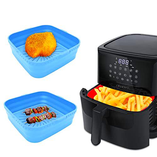 20.5cm Olla de Silicona para Freidora de Aire, Cesta de Silicona Freidora Aire Airfryer Replacement for Paper Liners Freidora Aire Cesta Silicona Reutilizables para Hornear Pasteles Microondas