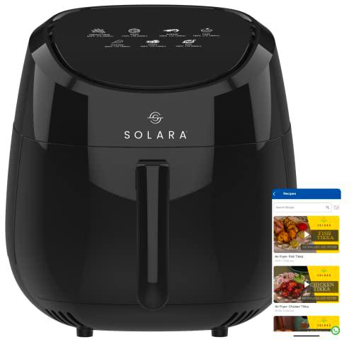 Freidora de aire digital SOLARA Xtra Large para cocina doméstica con 8 modos preestablecidos | Cesta 5.5L | 1500W | Negro