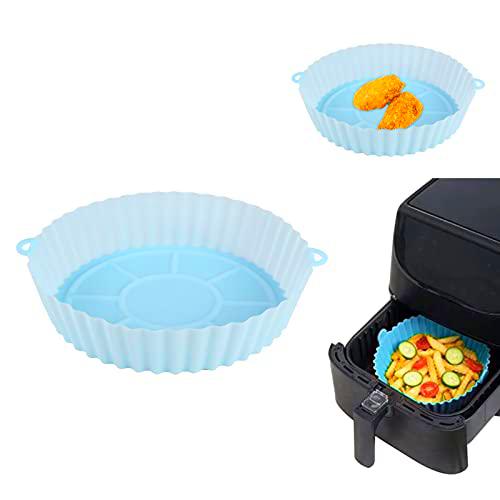 KOSHIFU Olla de Silicona para Freidora de Aire Redonda Cesta de Silicona de Freidora Aire 20cm Alfombrilla para Freidora de Aire Accesorios Airfryer para Hornear Pasteles Microondas