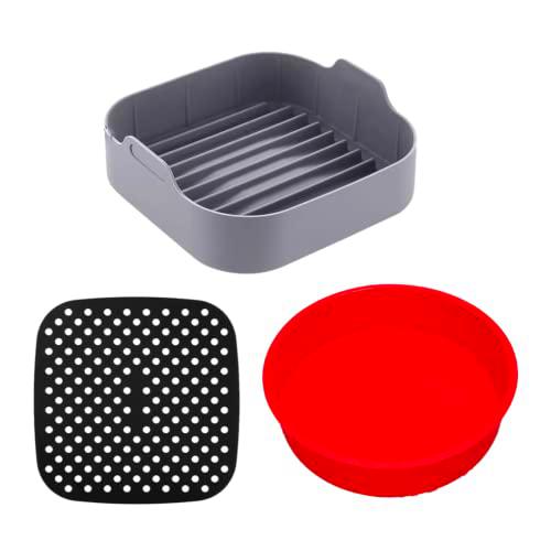 Accesorios freidora de aire -Cesta freidora aire-Molde silicona freidora de aire-Alfombrilla silicona para freidora de aire