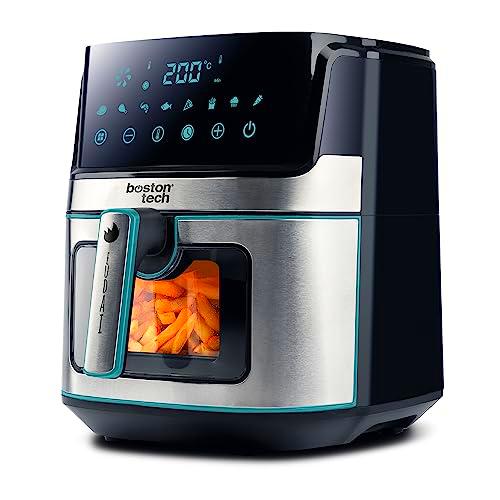 EUDAI Freidora sin Aceite 6.5L freidora aire con Ventana 8 programas pantalla LED Panel de Control táctil Temperatura regulable cesta antiadherente temporizador 1700W INCLUYE RECETARIO Acero Inox.