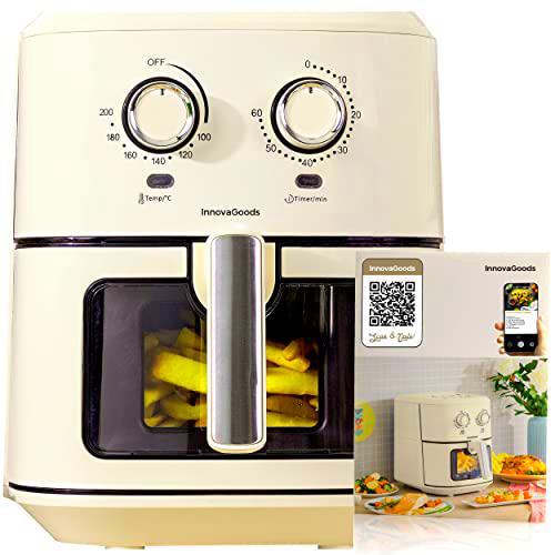 InnovaGoods® Freidora sin Aceite 6,5L, air fryer Vintage 1700W con +100 recetas en Español freidora aire con ventana