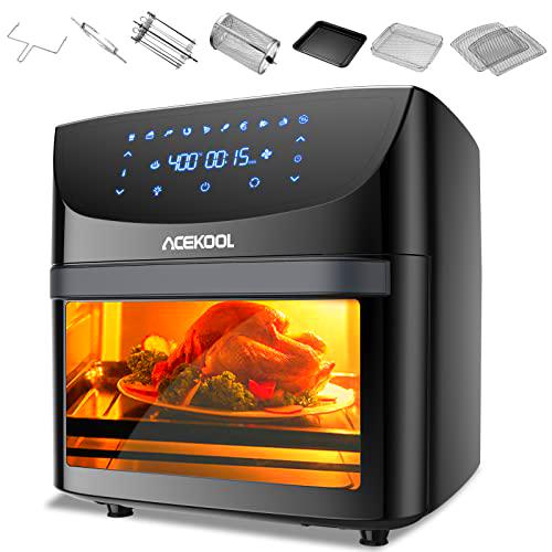 Acekool Freidora Aire Acekool Freidora sin Aceite 18L Horno de Aire Caliente con 10 Programas Air fryer con Accesorios Panel LED Ventana Transparente Sin BPA Libro de Recetas Incluido