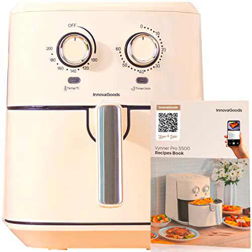 InnovaGoods® Freidora sin Aceite 5,5L, air fryer Vintage 1700W con +100 recetas en Español freidora aire con cesta antiadherente
