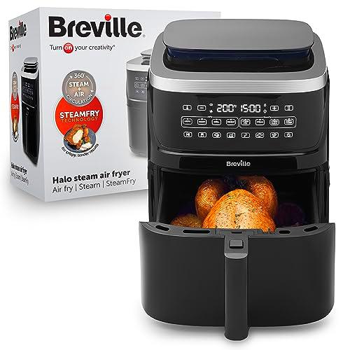 Freidora de aire a vapor Breville Halo | Freidora de aire digital de 7L con tecnología SteamFry | 50% más eficiencia energética | 1700W | Color negro [VDF133X] | Enchufe UE