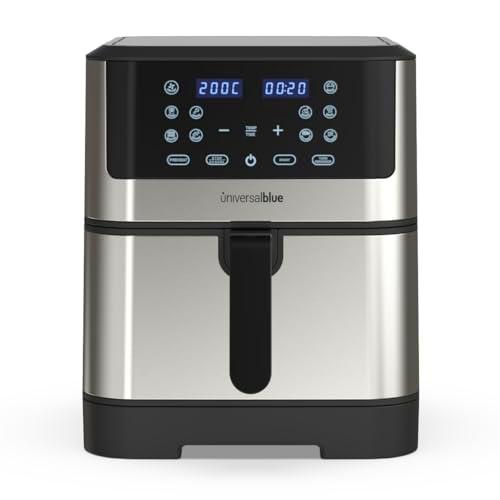 UNIVERSALBLUE | Freidora de Aire 8 Litros de Capacidad | Temporizador | Control Táctil | Color Negro e Inox (8 Litros) | Hasta 200º