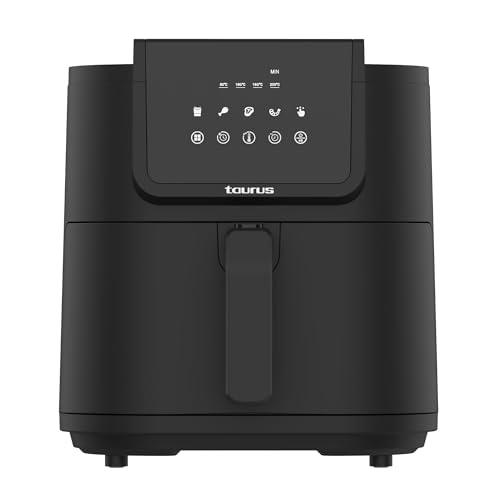 Taurus - Freidora De Aire Compacta Sin Aceite XL Aero Crisp | 8L Capacidad | 1.700W | 5 Menús | Temporizador Digital 60 min | Temperatura Ajustable Hasta 200ºC | Air Fryer pantalla Táctil | Libre BPA