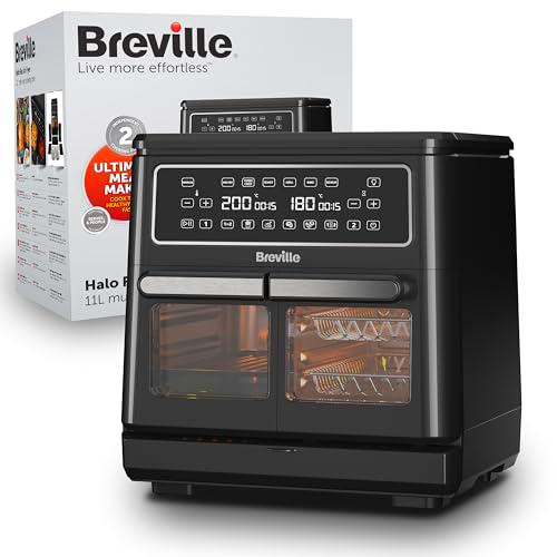 Freidora de aire Halo Flexi de Breville | Horno con freidora de aire doble digital | 11 L: +10 raciones|1800 W | Ahorre 65 £ al año en facturas de luz* | Negro [VDF130]