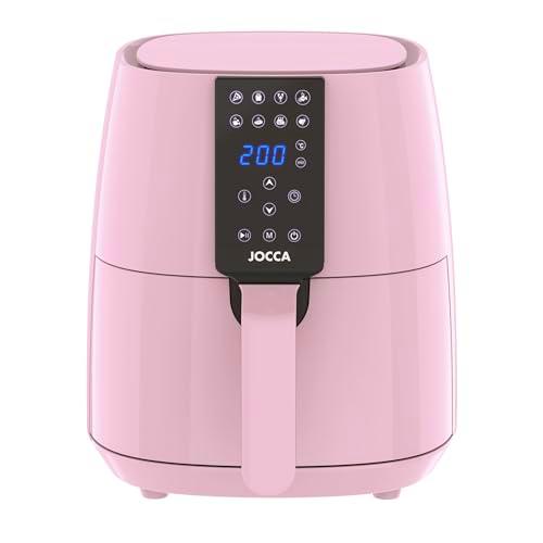 JOCCA - Freidora de Aire Caliente 3,8L Línea Sweet Color Rosa| Freidora Sin Aceite| Air Fryer| Temporizador| Temperatura Ajustable| Cocina Sana| 1450W de Potencia| Pantalla LED Tactil| Ahorro Energía