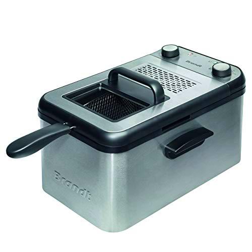 Brandt FRI3200 – Freidora de hasta 1,2 kg de patatas fritas – Temporizador 30 min – Filtro antiolor – Termostato regulable hasta 190 ° – 3,2 L – 2200 W – Acero inoxidable