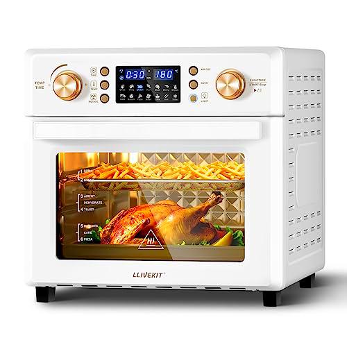 LLIVEKIT 26 L Freidora de Aire sin Aceite 1700 W Mini Horno de Aire Caliente con 14 Programas para Selección Temperatura Ajustable y Temporizador