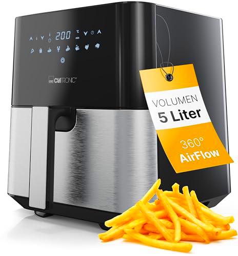 Clatronic® Hot Air Fryer XXL - Freidora 5L | aire caliente para freír sin grasa | freidora de acero inoxidable con pantalla táctil digital | 360º Air-Flow | con 8 programas | FR 3782 H