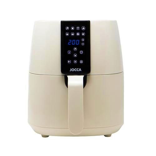 JOCCA - Freidora de Aire Caliente 3,8L Color/Freidora Sin Aceite/Temporizador/Temperatura Ajustable/Cocina Sana / 1450W de Potencia (Crema)