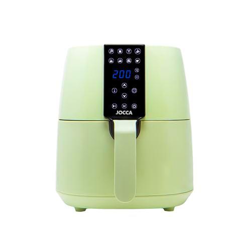 JOCCA - Freidora de Aire Caliente 3,8L Color Verde/Air Fryer/Freidora Sin Aceite/Temporizador/Temperatura Ajustable/Cocina Sana / 1450W de Potencia (Verde)