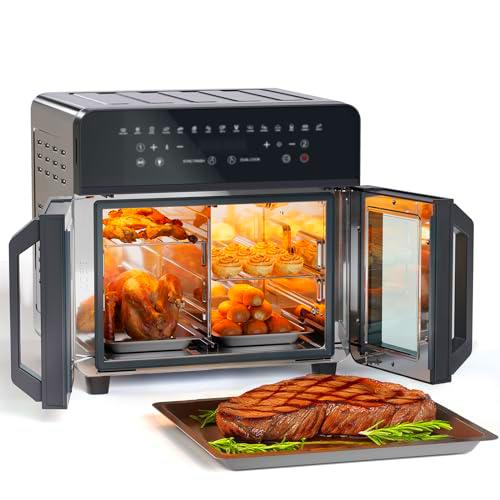 24L Freidora Aire XXL 1800W Air Fryer Freidora de Aire Freidora sin Aceite Air Frier Doble Resistencia Horno Freidora de Aire Grande