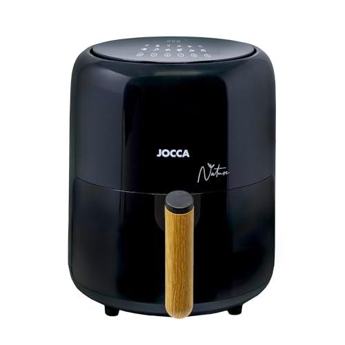 JOCCA - Freidora de Aire Caliente 3,8L Linea Nature Negra| Freidora Sin Aceite| Air Fryer 3,8 Litros| Temporizador| Temperatura Ajustable| Cocina Sana| 1450W| Pantalla LED Tactil| Ahorro Energía