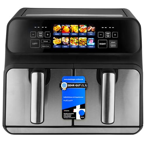 ProfiCook® Freidora de Aire Caliente | 2 Cámaras | 8L | Doble Cámara | Sin Aceite ni Grasa | Pantalla a Color | Freidora de Aire Caliente Doble 2200W | Freidora de Aire Caliente XXL | PC-FR 1287 H
