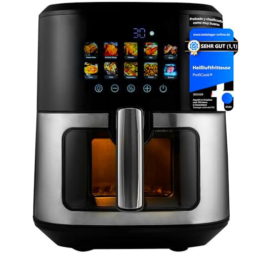 ProfiCook® Freidora de aire caliente 6,5L | Preparación sin aceite/grasa | Airfryer con pantalla a color | 9 programas | 50-200ºC | 1700W | Freidora de aire caliente XXL | PC-FR 1286 H