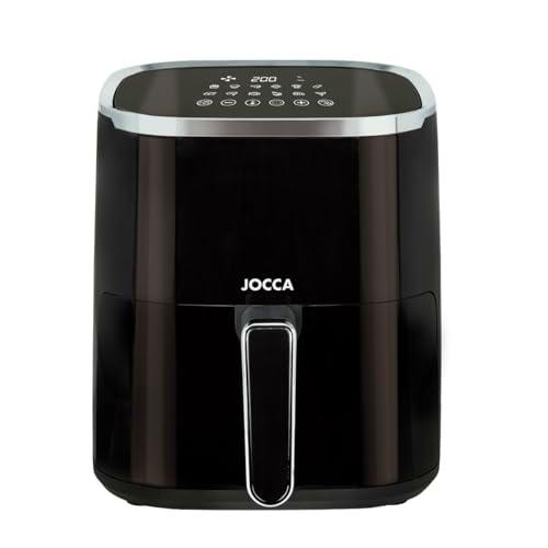 Jocca - Freidora de Aire Caliente 5L| Freidora Sin Aceite con Ventana| Air Fryer| 1450W Potencia| Protección Sobrecalentamiento| Pantalla Led Táctil| Programas Predeterminados| Negro
