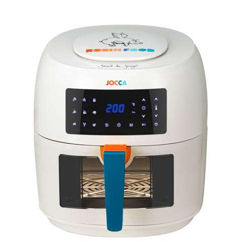 JOCCA - Freidora de Aire Caliente 7,4L con Ventana| Freidora sin Aceite Gran Capacidad| Air Fryer 7,4 Litros| Temporizador| Temperatura Ajustable| Edición Limitada (Blanca)