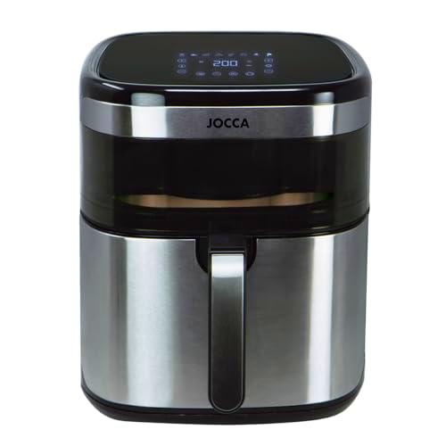 JOCCA - Freidora de Aire Caliente 10L con Ventana| Freidora Sin Aceite con Ventana| Air Fryer 10 Litros| Temporizador| Temperatura Ajustable| Cocina Sana| 1800W| Pantalla LED Tactil