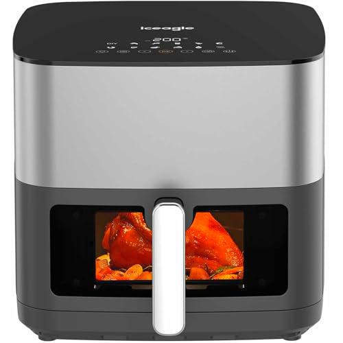 Iceagle Freidora de Aire 9L XXL - 2000W Air Fryer con Doble Resistencia | Freidora Aire sin Aceite con Ventana