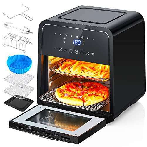 Freidora Aire Acekool Freidora sin Aceite 12L Panel LED Ventana Transparente Horno de Aire Caliente con 8 Programas 2000W Freidora de Aire Caliente Sin BPA