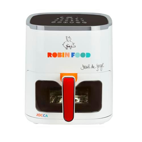JOCCA - Freidora de Aire Caliente 5L| Freidora Sin Aceite| Air Fryer 5 Litros| Temporizador| Temperatura Ajustable| Cocina Sana| 1450W (Blanca RF)