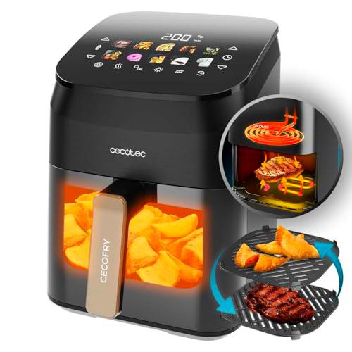 Cecotec Freidora de Aire sin Aceite 4,5L Plancha Grill Doble Resistencia Ahumador Integrado Air Fryer Cecofry&amp;Grill Smokin' 4500