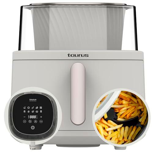 Taurus - Freidora de aire Aero Crisp Spin 6L Diseño 360º | Capacidad de 6L | 1550W | Removedor de Alimentos | Temperatura de hasta 200ºC | Diseño moderno | ventana 360º