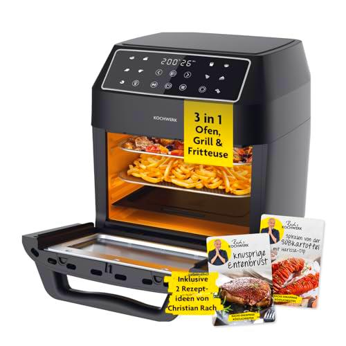 Rachs KOCHWERK freidora de aire digital 12 litros con paquete de accesorios XXL | Horno