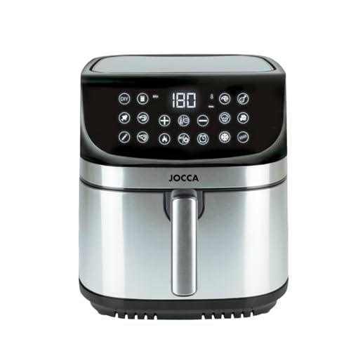 JOCCA - Freidora de Aire Caliente 9L| Freidora Sin Aceite 9 Litros| Air Fryer Gran Capacidad| Temporizador| Temperatura Ajustable| Cocina Sana| Potencia 2200W| Programas| Pantalla Táctil (Plata)