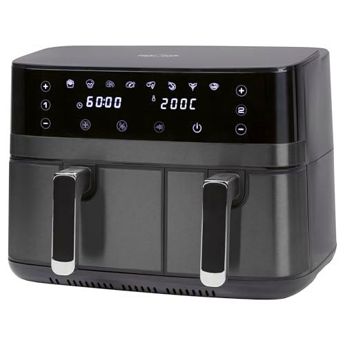 Freidora de aire caliente ProfiCook | Sistema de preparación simultánea | 9 litros | Freidora de aire caliente 2 compartimentos | Freír sin grasa | Recipiente antiadherente | Airfryer | PC FR 1295 H